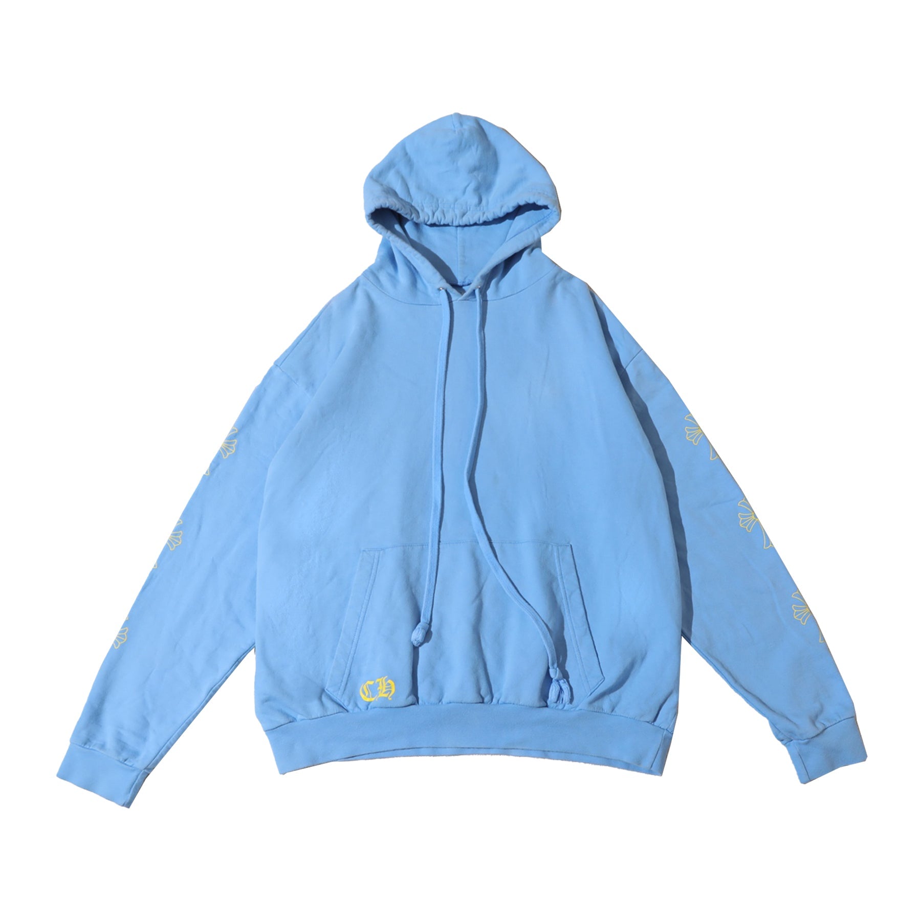 Chrome Hearts Drake CLB Yellow Graffiti Blue Pullover Hoodie - SRM