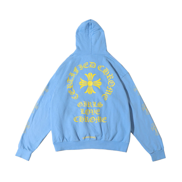 Chrome Hearts Drake CLB Yellow Graffiti Blue Pullover Hoodie - SHENGLI ROAD MARKET