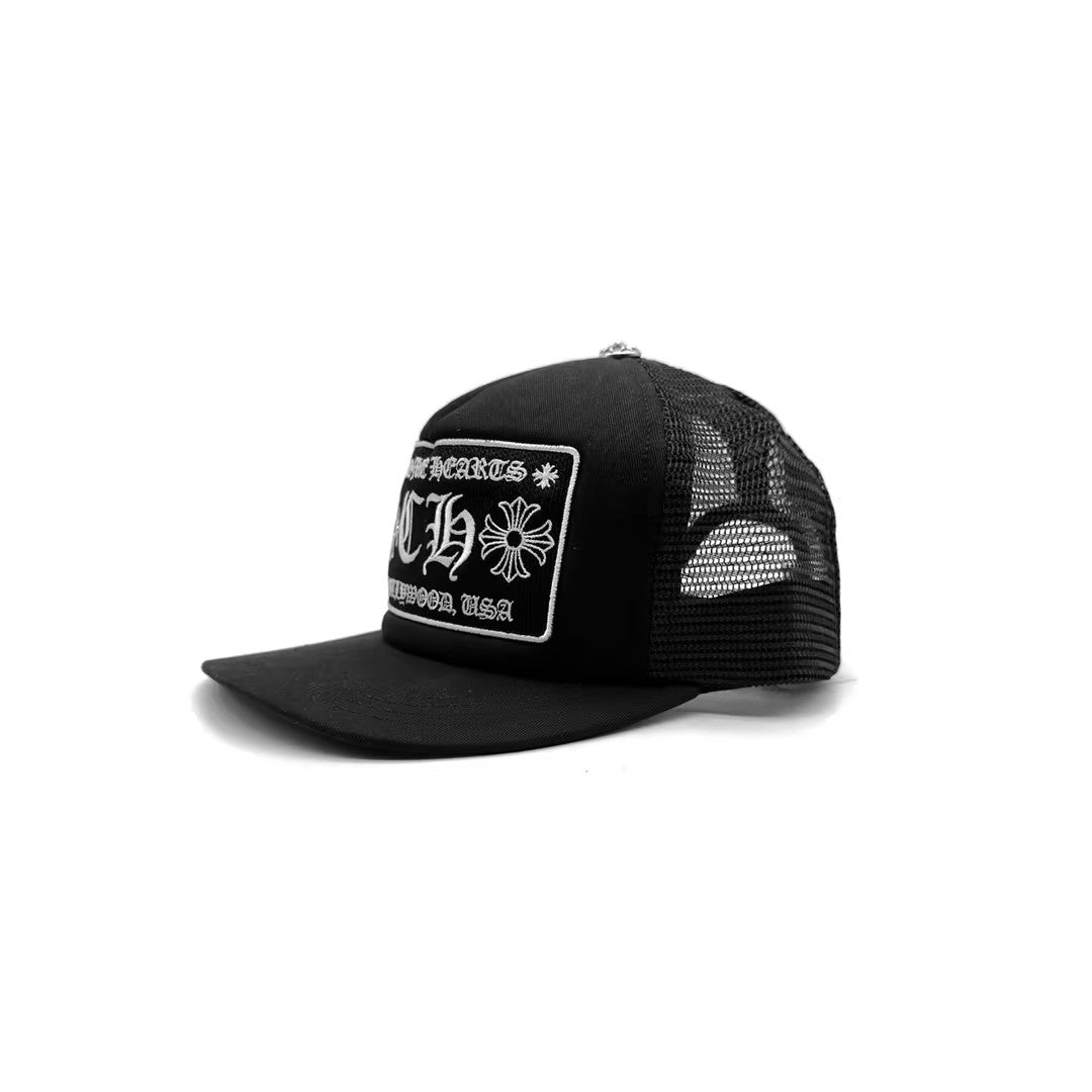 Chrome Hearts Embroidered CH Cross Logo Black Baseball Cap - SHENGLI ROAD MARKET