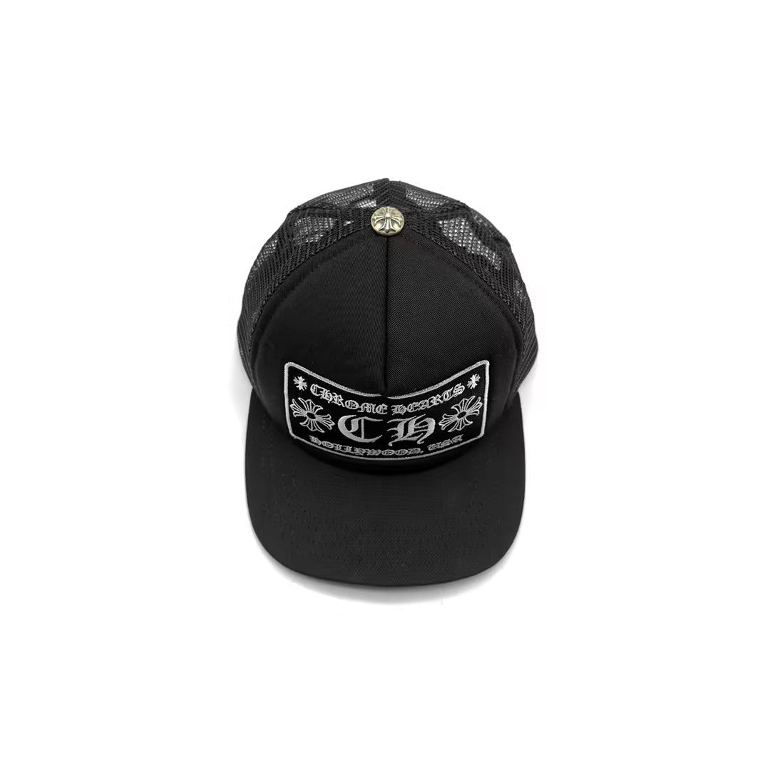 Chrome Hearts Embroidered CH Cross Logo Black Baseball Cap - SHENGLI ROAD MARKET