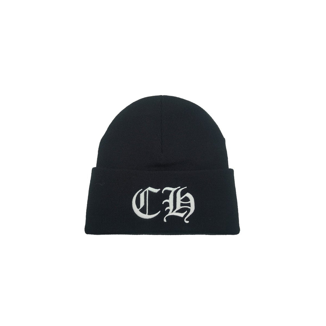 Chrome Hearts Embroidered CH Logo Black Beanie - SHENGLI ROAD MARKET