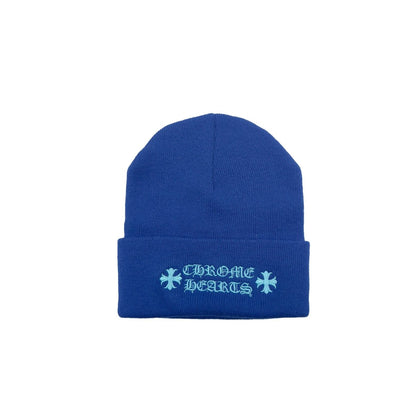 Chrome Hearts Embroidered Logo Blue Beanie - SHENGLI ROAD MARKET