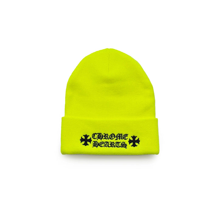 Chrome Hearts Embroidered Neon Yellow Beanie - SHENGLI ROAD MARKET