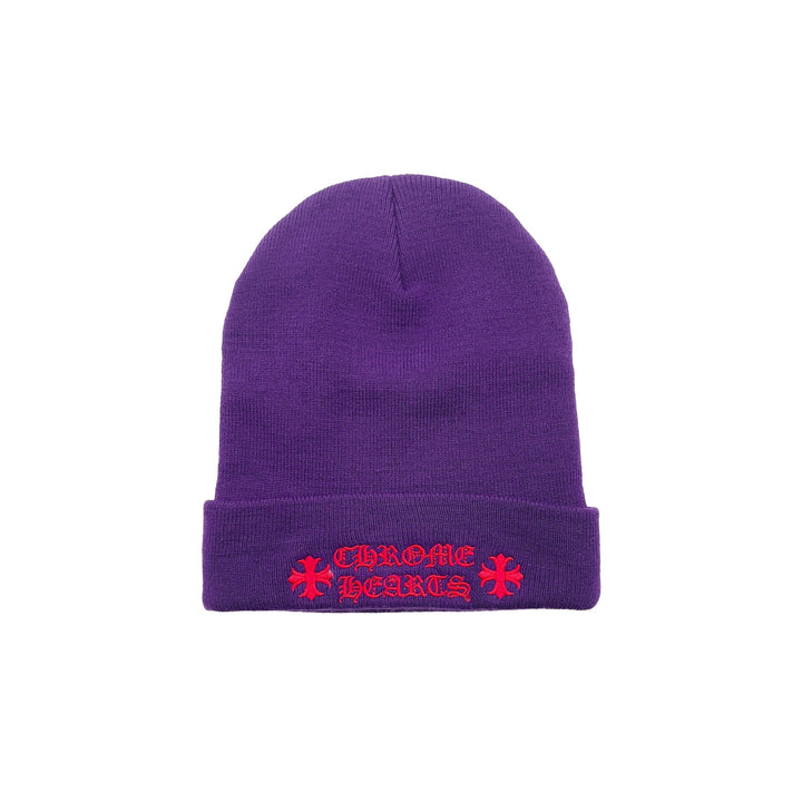 Chrome Hearts Embroidered Purple Beanie - SHENGLI ROAD MARKET