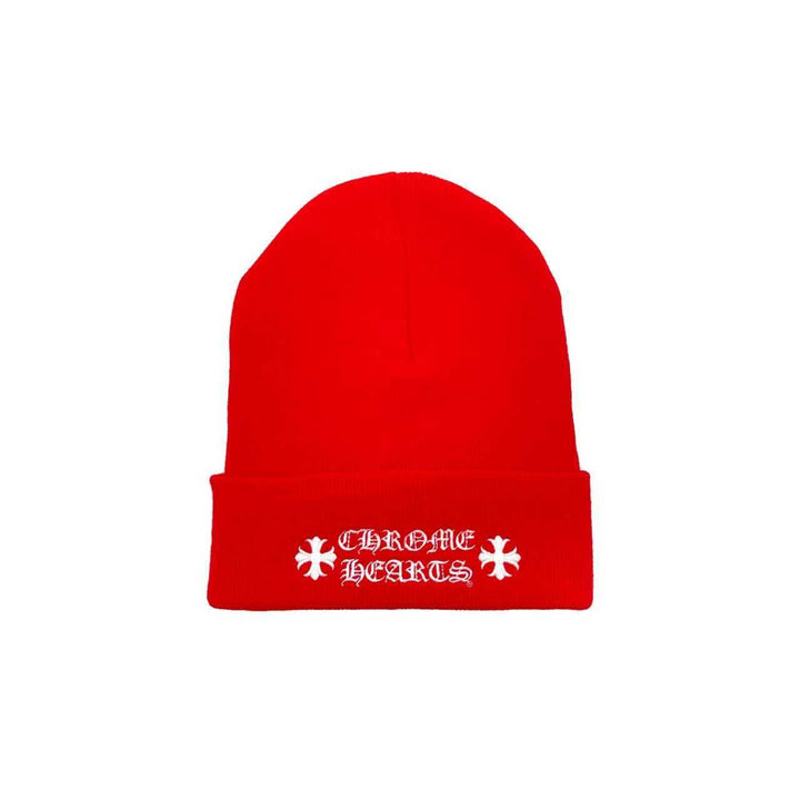 Chrome Hearts Embroidered Red Beanie - SHENGLI ROAD MARKET