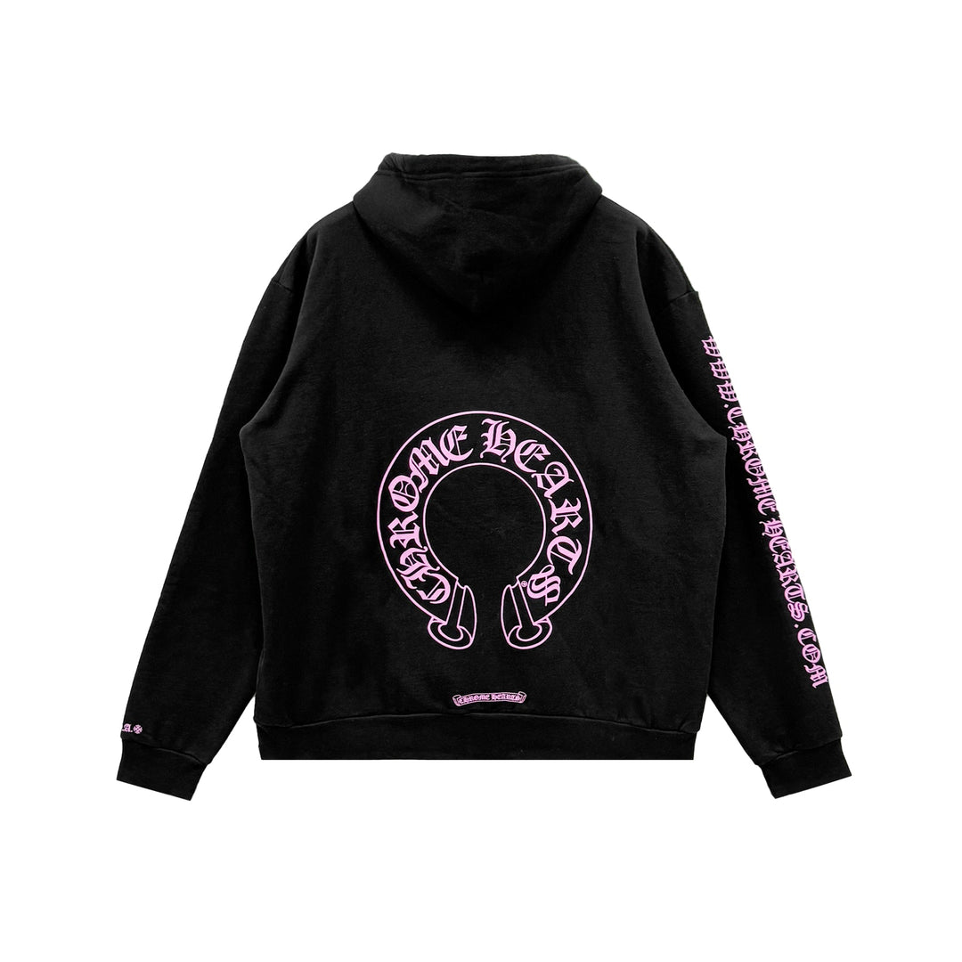 Chrome Hearts Exclusive Pink Horseshoe Logo Pullover Hoodie - SHENGLI ROAD MARKET