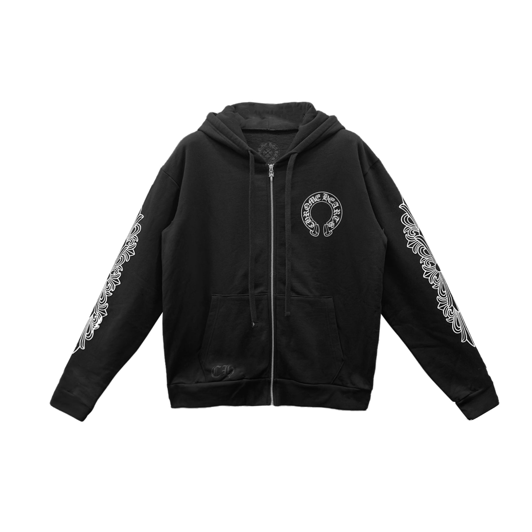 Chrome Hearts F U Horseshoe Floral Sleeve Zip Up Hoodie - SRM