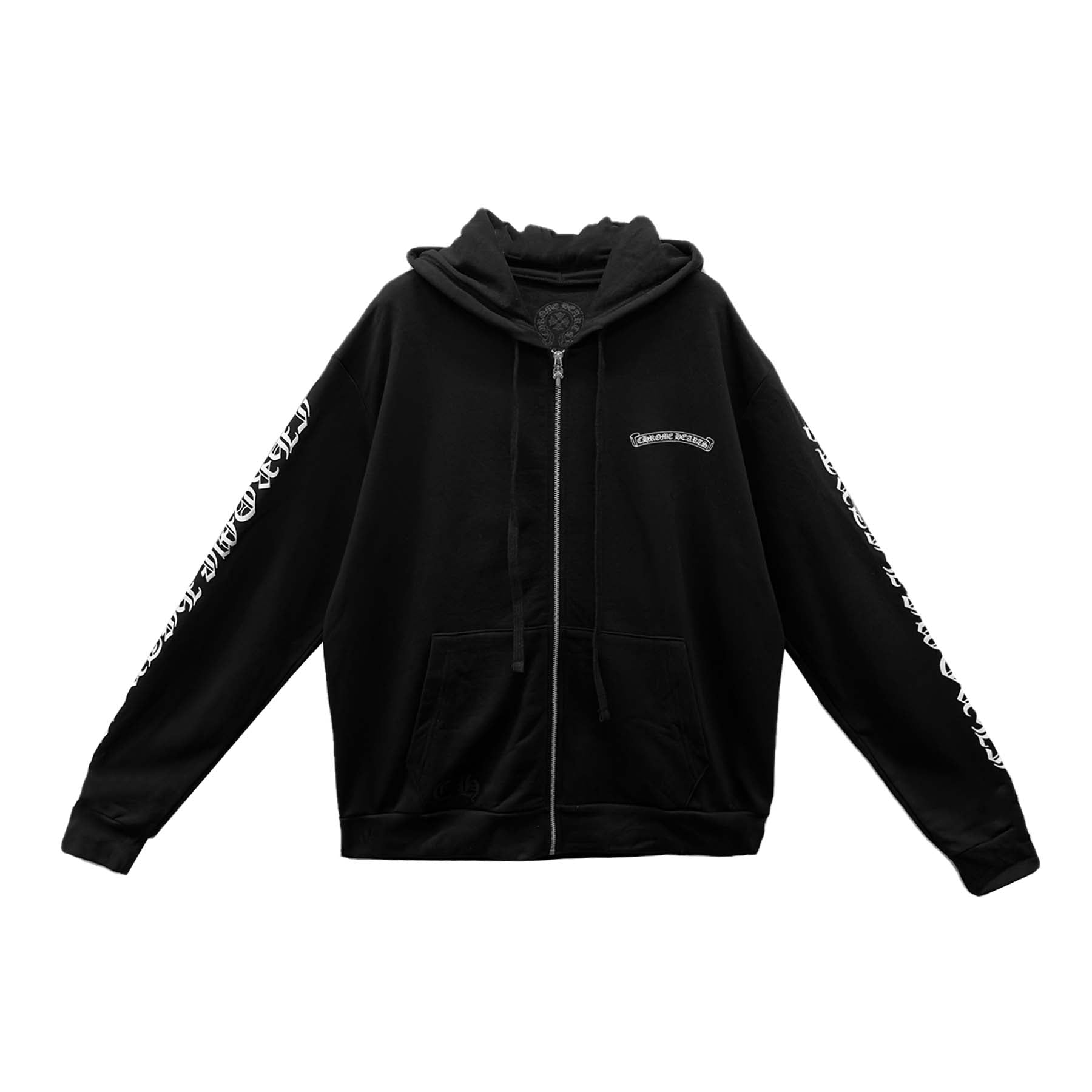 Chrome Hearts F U Scroll Label Script Long Sleeve Zip Up Hoodie