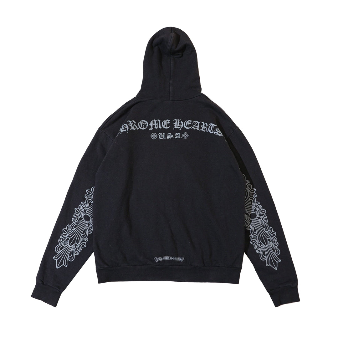 Chrome Hearts F&F Glitter USA Horseshoe Black Pullover Hoodie - SHENGLI ROAD MARKET