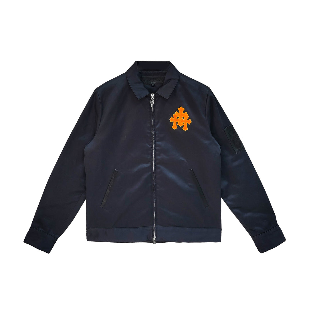 Chrome Hearts F&F Orange Triple Cross Nylon Navy Zip Up Jacket - SHENGLI ROAD MARKET