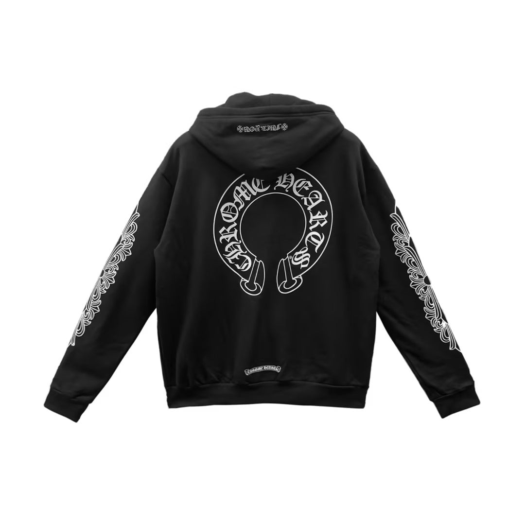 Chrome Hearts F kyou Horseshoe Floral Sleeve Zip Up Hoodie