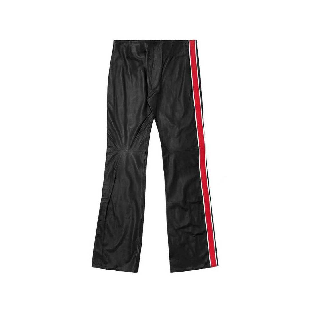 Chrome Hearts Flame Knee Red Stripe Leather Pants - SHENGLI ROAD MARKET