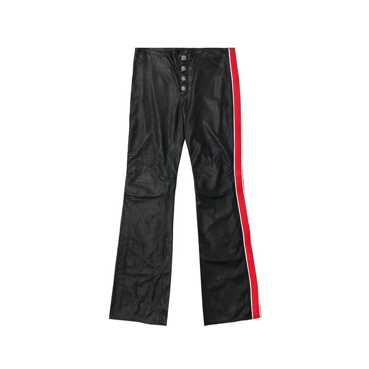 Chrome Hearts Flame Knee Red Stripe Leather Pants - SHENGLI ROAD MARKET