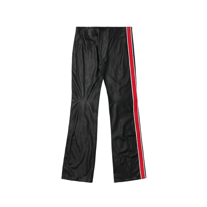 Chrome Hearts Flame Knee Red Stripe Leather Pants - SHENGLI ROAD MARKET