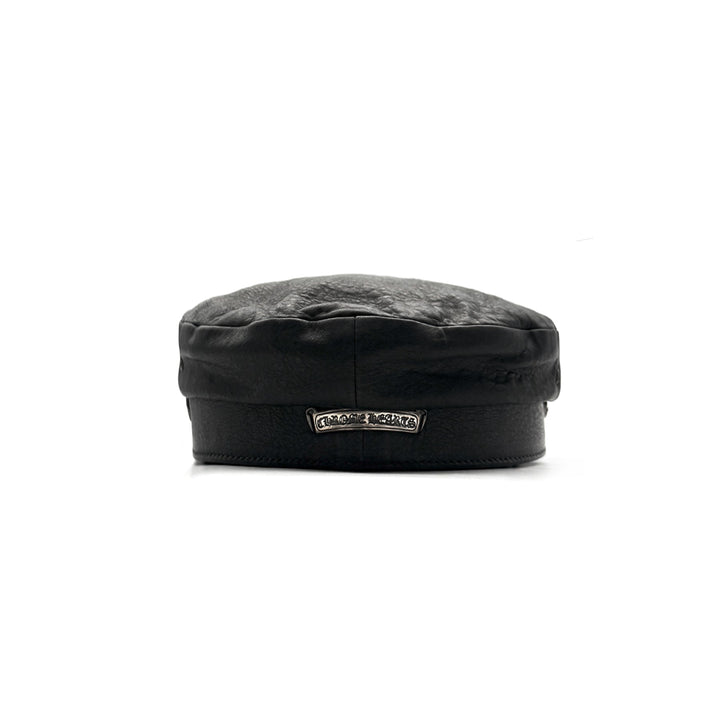 Chrome Hearts Fleur Black Leather Beret - SHENGLI ROAD MARKET