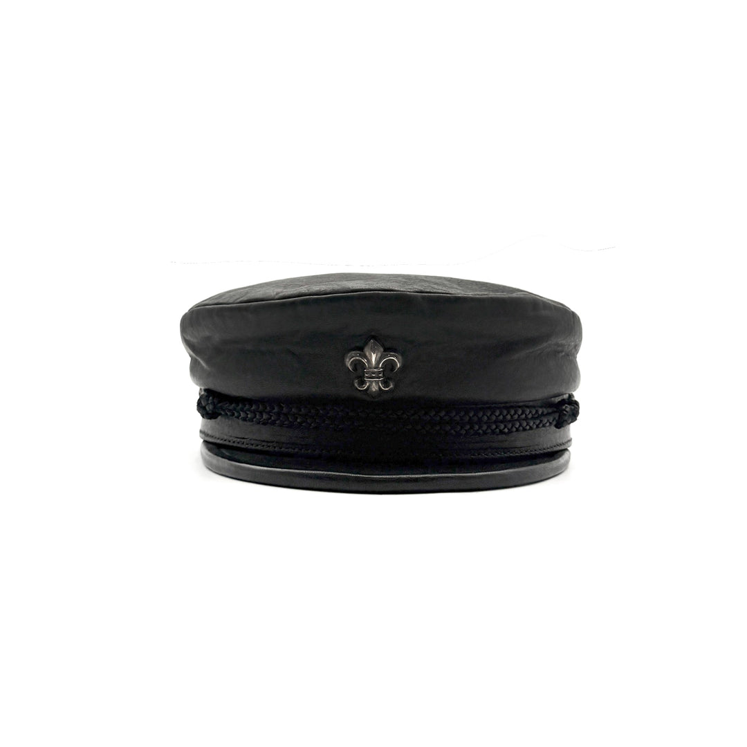 Chrome Hearts Fleur Black Leather Beret - SHENGLI ROAD MARKET