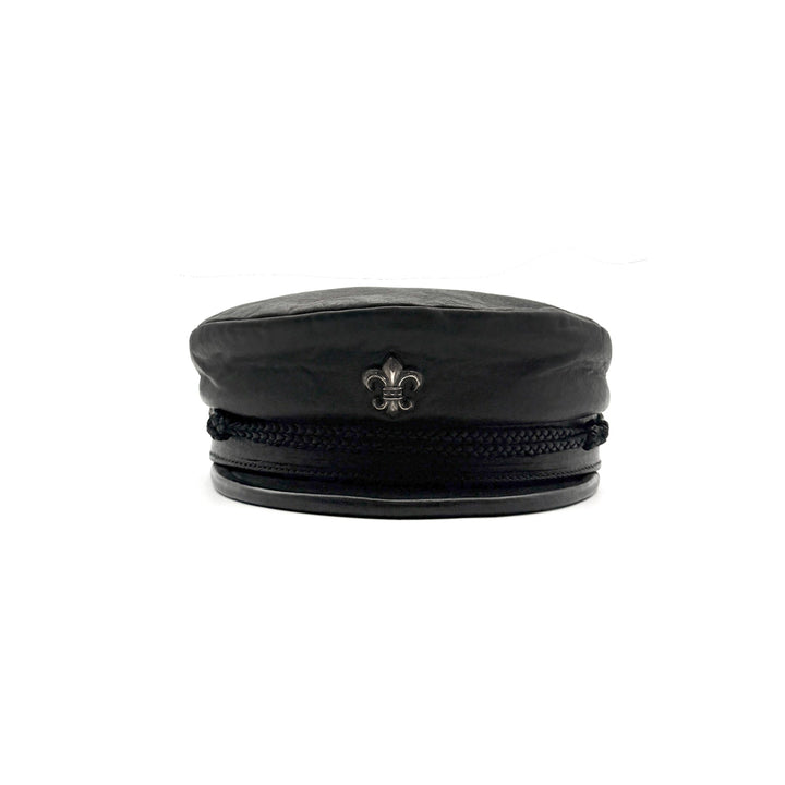 Chrome Hearts Fleur Black Leather Beret - SHENGLI ROAD MARKET