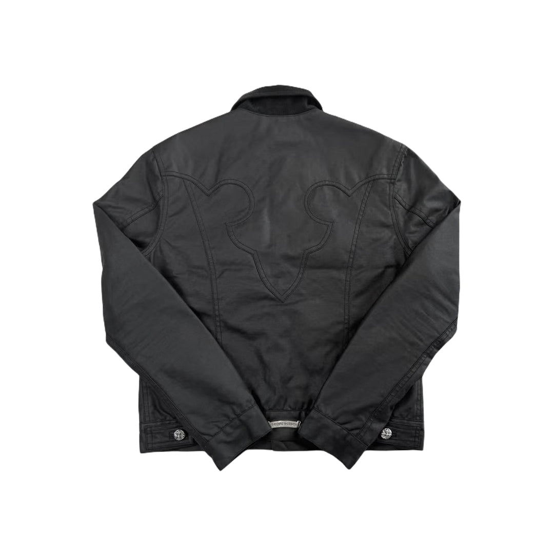 Chrome Hearts Fleur Black Wax Leather Shirt Jacket - SHENGLI ROAD MARKET