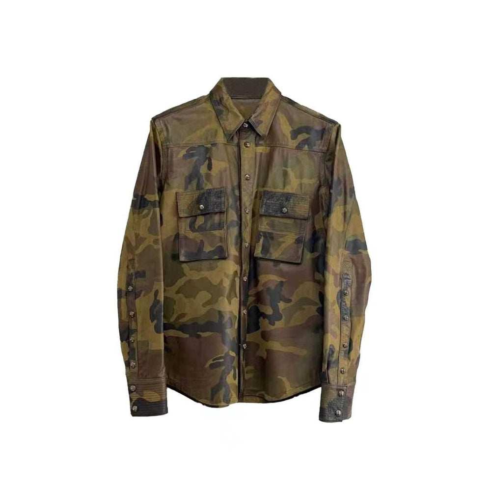 Chrome Hearts Fleur De Lis Leather Patch Camo Shirt Jacket - SHENGLI ROAD MARKET