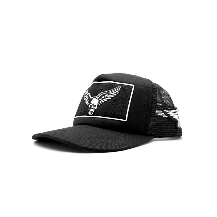 Chrome Hearts Foti Yungblud Aerosmith Embroidered Patch Black Trucker Cap - SHENGLI ROAD MARKET