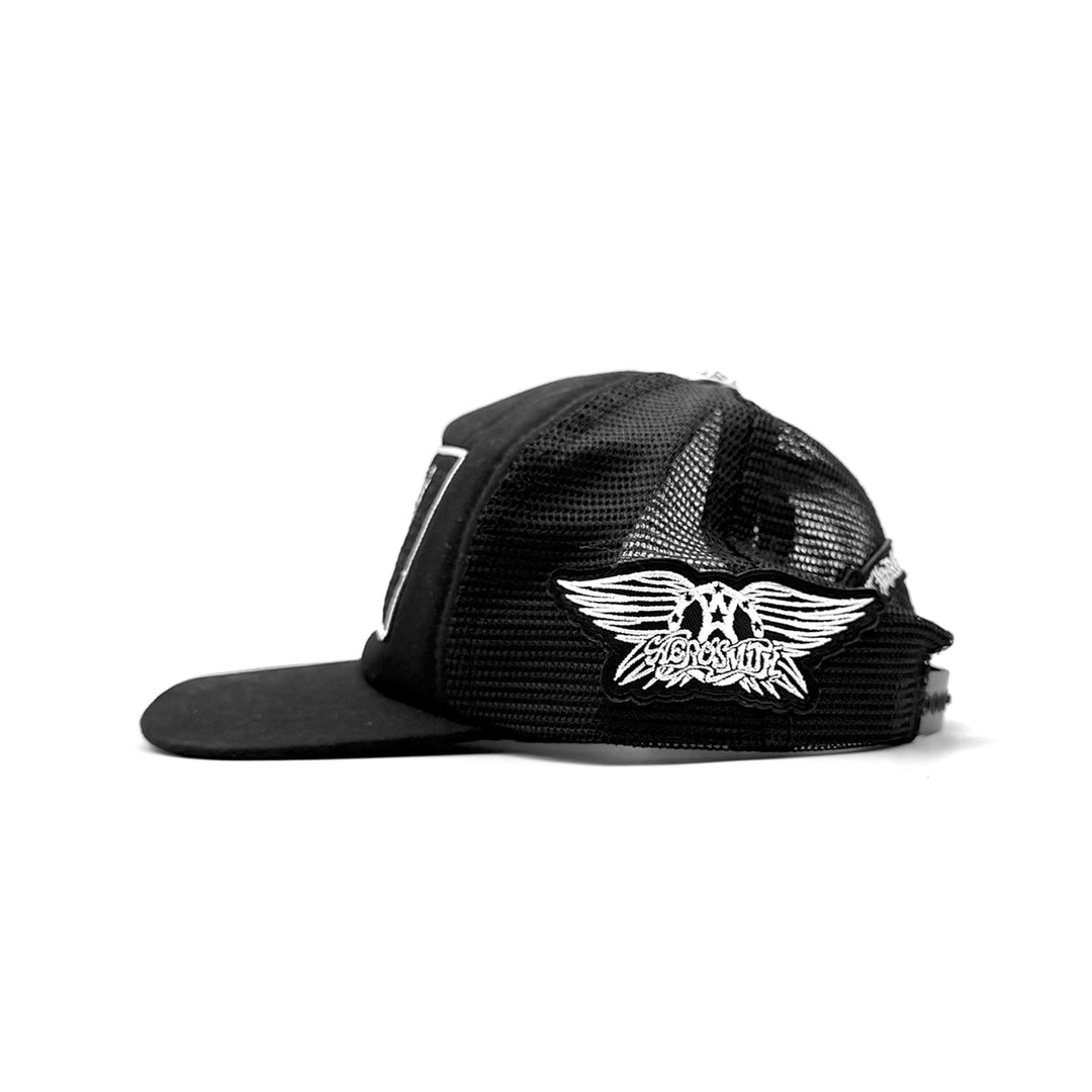 Chrome Hearts Foti Yungblud Aerosmith Embroidered Patch Black Trucker Cap - SHENGLI ROAD MARKET