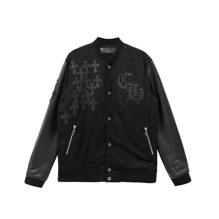 Chrome Hearts Full Cross Leather Sleeve Varsity Jacket - SHENGLI ROAD MARKET