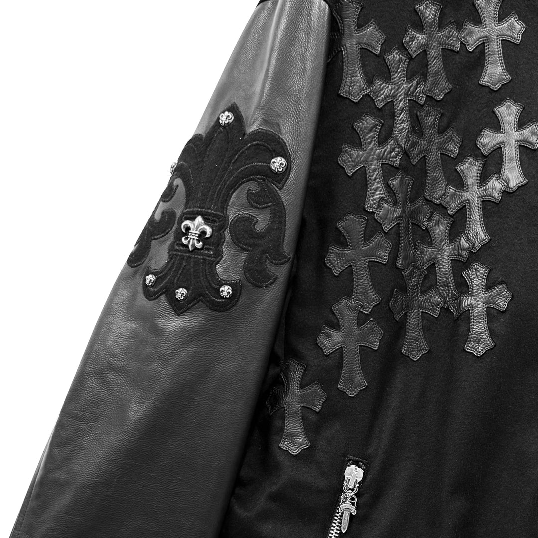 Chrome Hearts Full Cross Leather Sleeve Varsity Jacket - SHENGLI ROAD MARKET