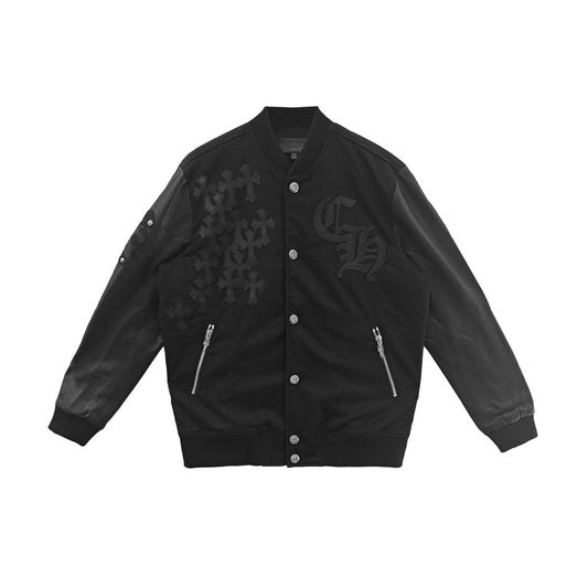 Chrome Hearts Full Cross Leather Sleeve Varsity Jacket - SHENGLI ROAD MARKET