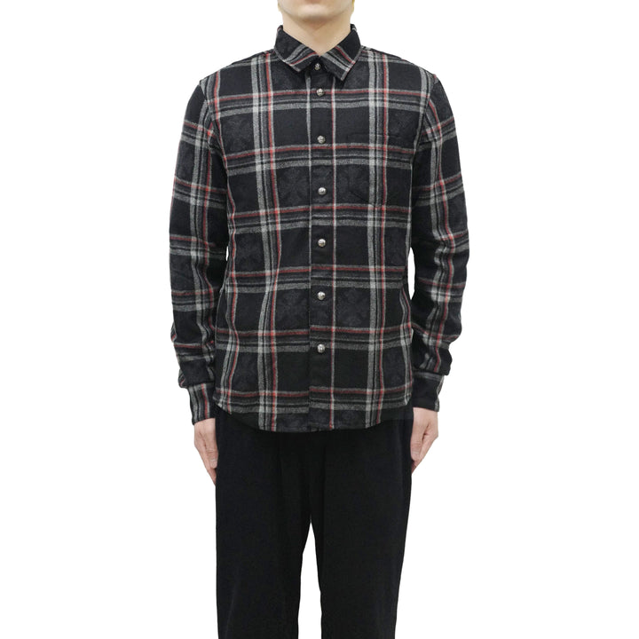 Chrome Hearts Gas Station Plaid Cashmere Cross Patch Shirt - SHENGLI ROAD MARKET