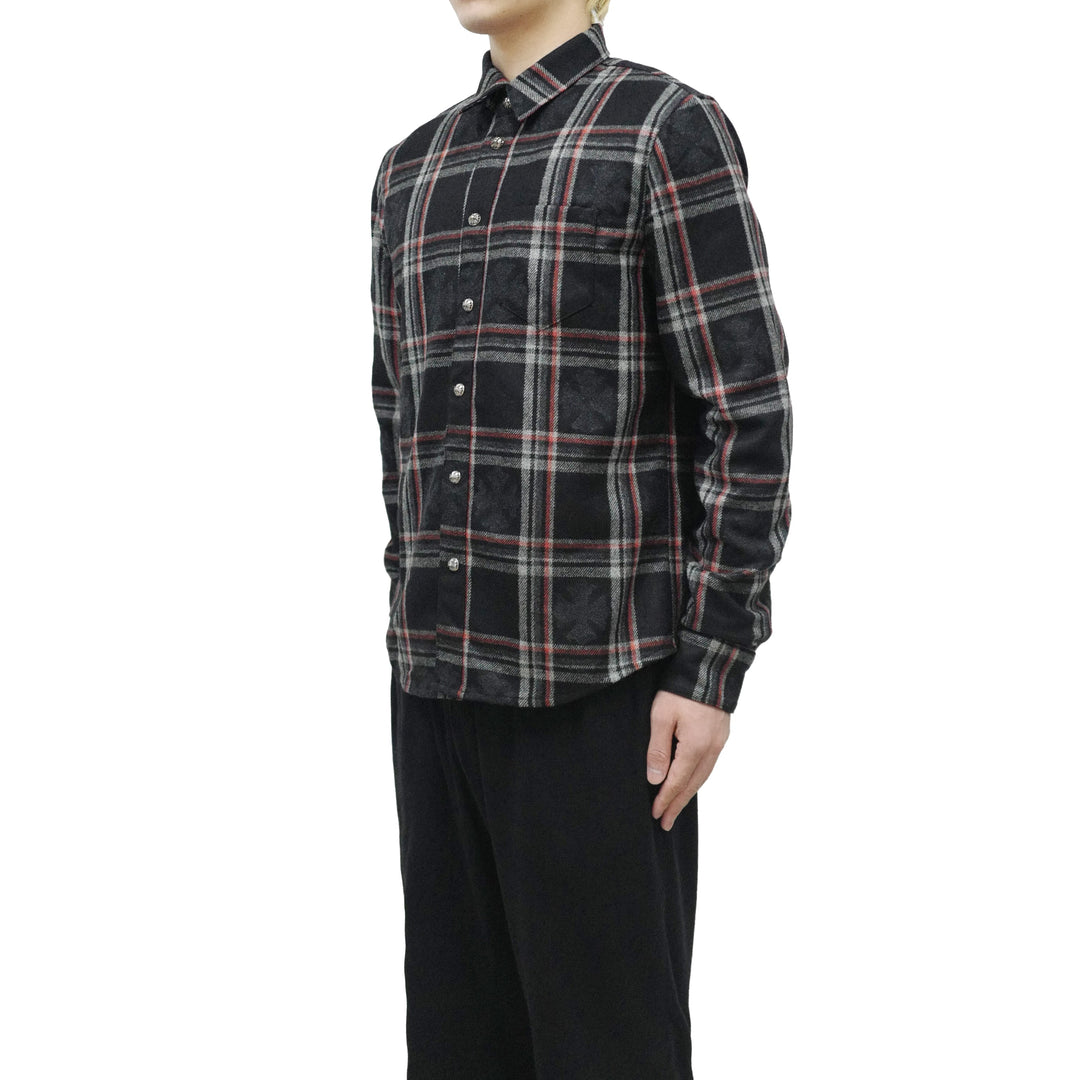 Chrome Hearts Gas Station Plaid Cashmere Cross Patch Shirt - SHENGLI ROAD MARKET