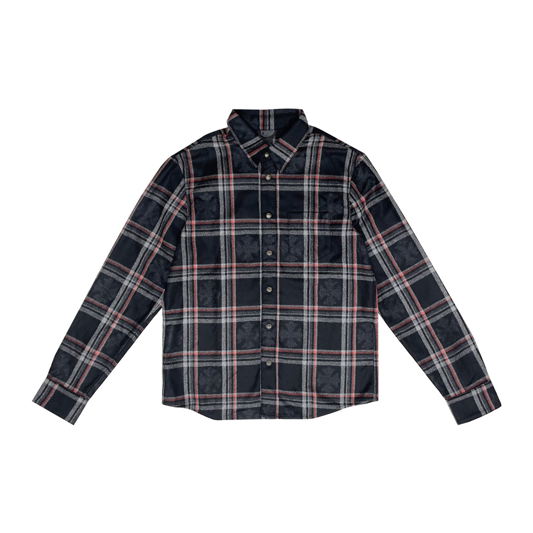 Chrome Hearts Gas Station Plaid Cashmere Cross Patch Shirt - SHENGLI ROAD MARKET
