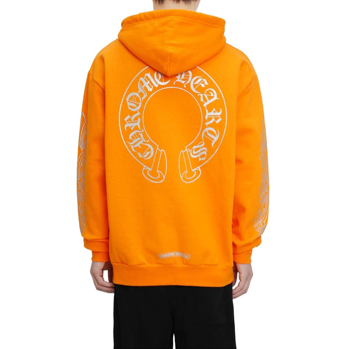 Chrome Hearts Glitter Horseshoe Logo Orange Hoodie - SHENGLI ROAD MARKET