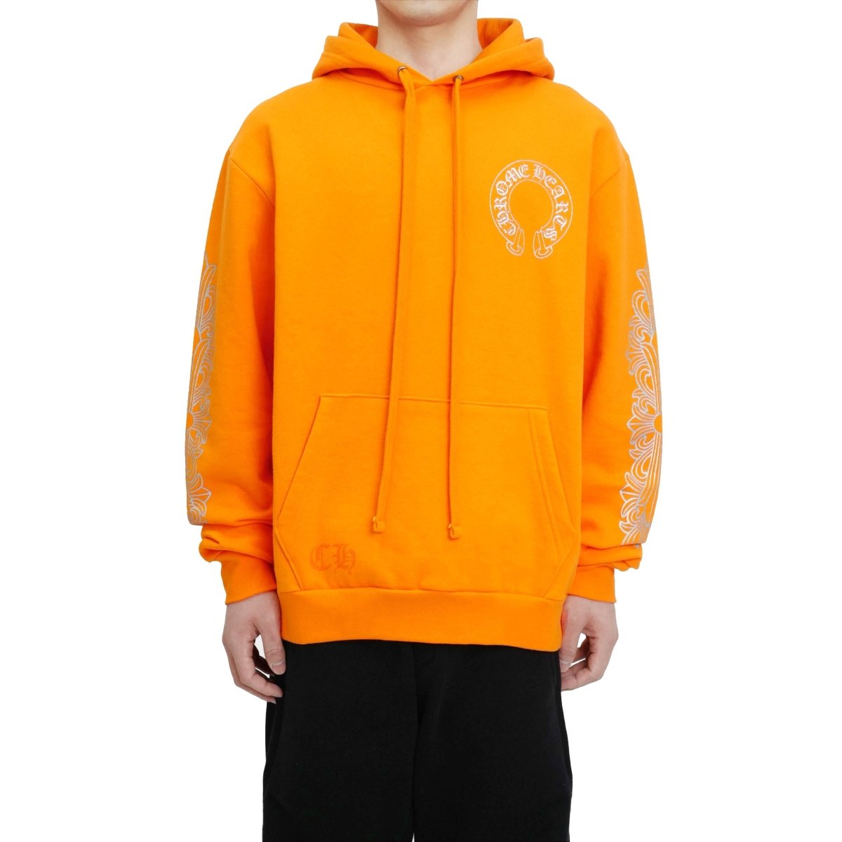 Chrome Hearts グリッター ホースシュー ロゴ オレンジ パーカー