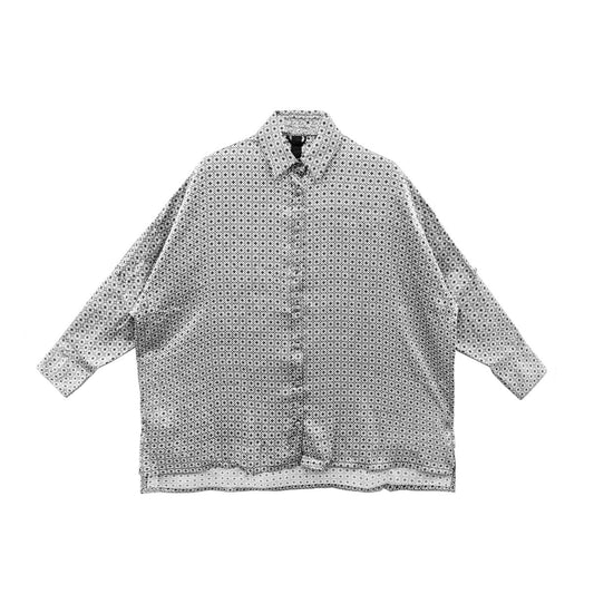 Chrome Hearts Grey Tonal Monogram Cross Pattern Silk Baggy Bat-Sleeved Shirts - SHENGLI ROAD MARKET