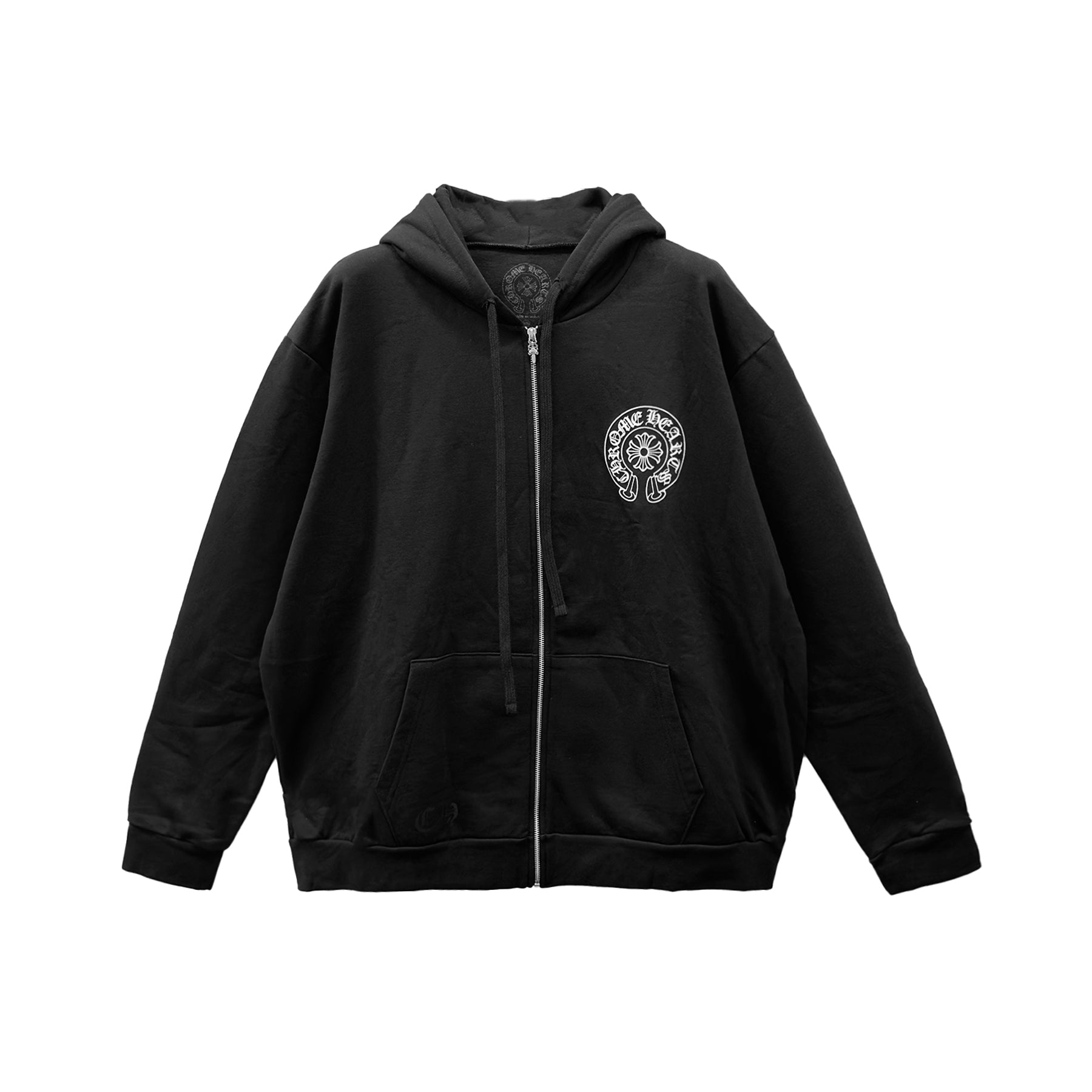 CHROME HEARTS ブラック パーカー Chrome Hearts Hangzhou Exclusive Horseshoe Zip Up Hoodie - SRM