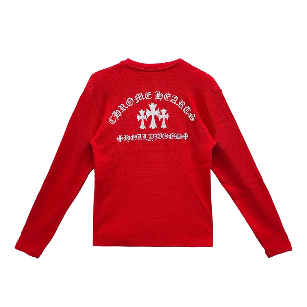 Chrome Hearts Red Henley Embroidered Thermal Shirt - SRM – SHENGLI
