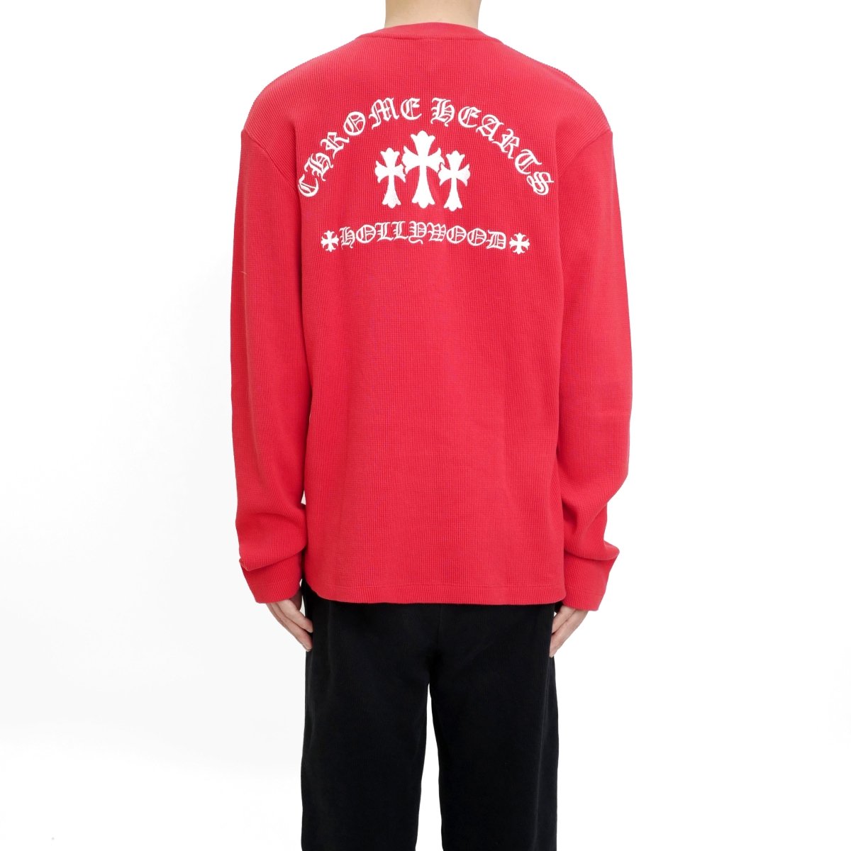 Chrome Hearts Red Henley Embroidered Thermal Shirt - SRM
