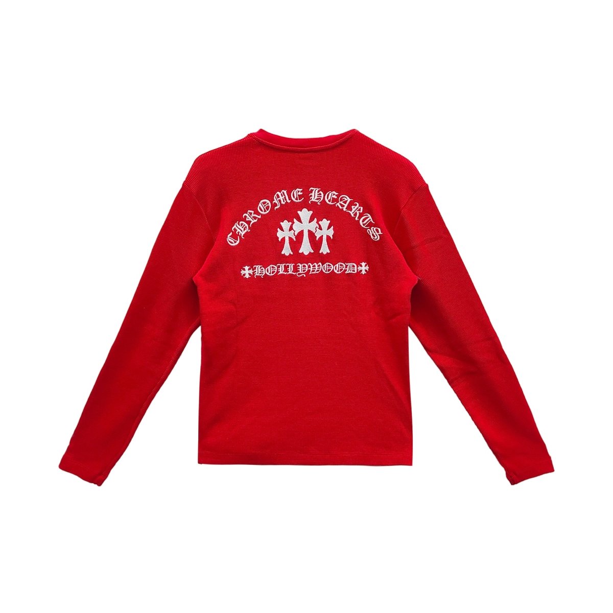 Chrome Hearts Henley Embroidered Thermal Red T-Shirt Tee - SHENGLI ROAD MARKET