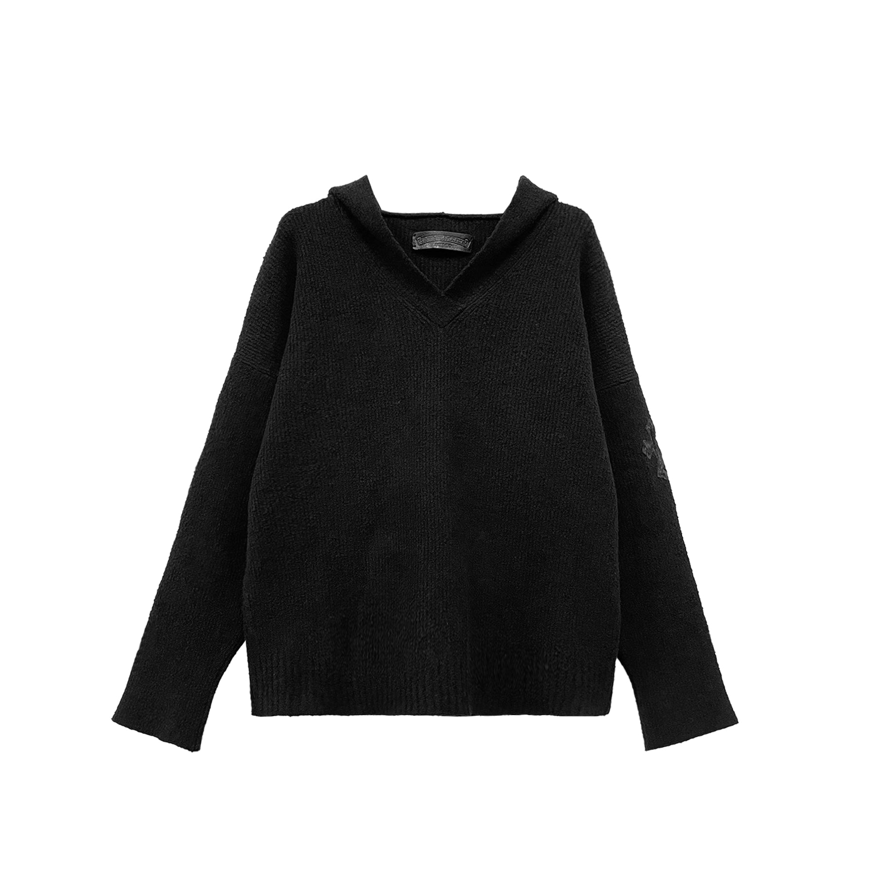 Chrome Hearts Black Pony Hair Patch Knit Pullover Hoodie - SRM