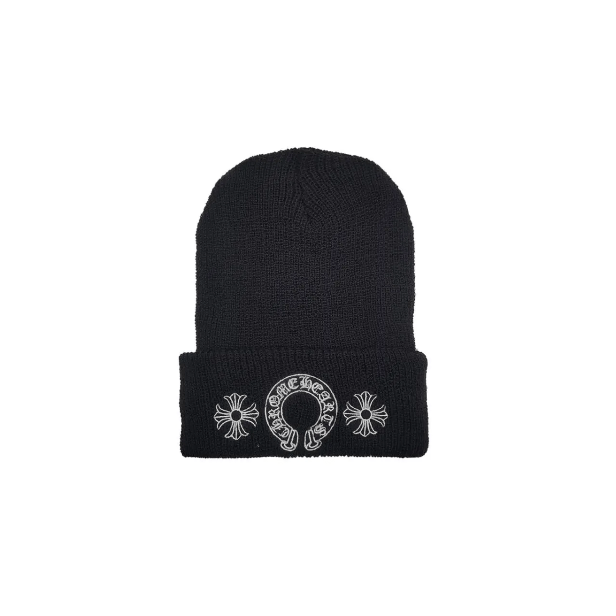 Chrome Hearts Horseshoe Embroidered Black Beanie - SHENGLI ROAD MARKET