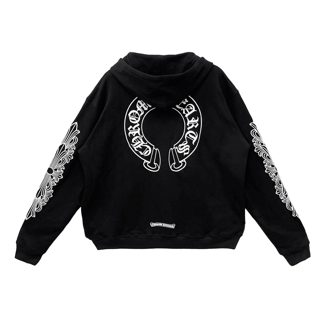 Chrome Hearts Horseshoe Floral Sleeve Thermal Zip Up Hoodie - SHENGLI ROAD MARKET