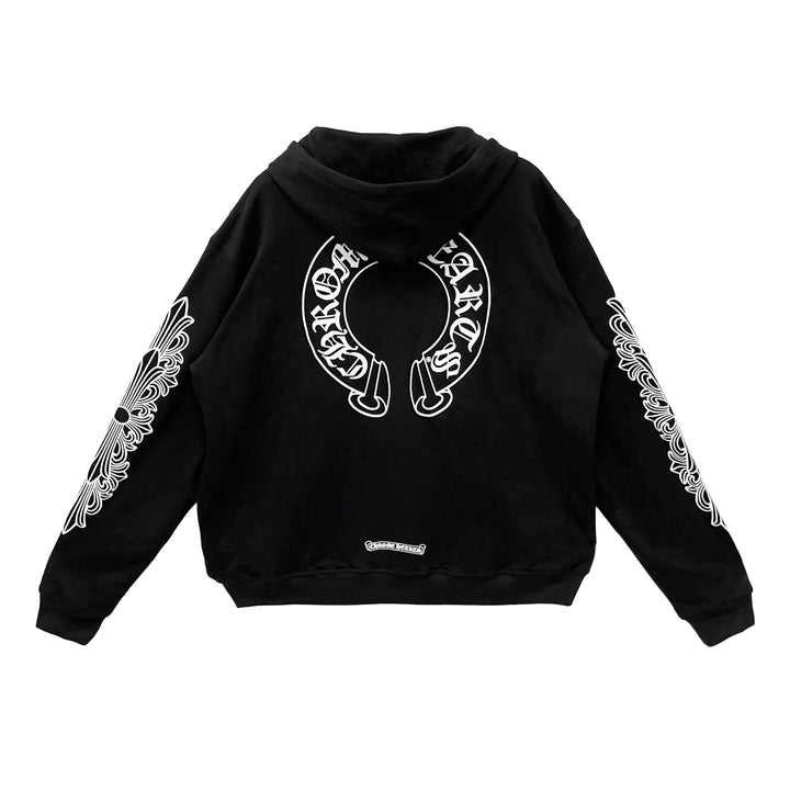 Chrome Hearts Horseshoe Floral Sleeve Thermal Zip Up Hoodie - SHENGLI ROAD MARKET