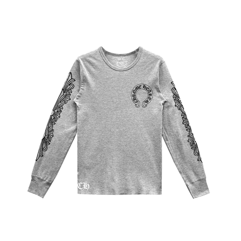 Chrome Hearts Horseshoe Floral Sleeve Waffle Thermal Tee - SRM