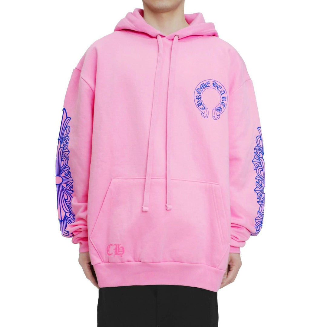 Chrome Hearts Horseshoe Logo Pink Pullover Hoodie - SHENGLI ROAD MARKET