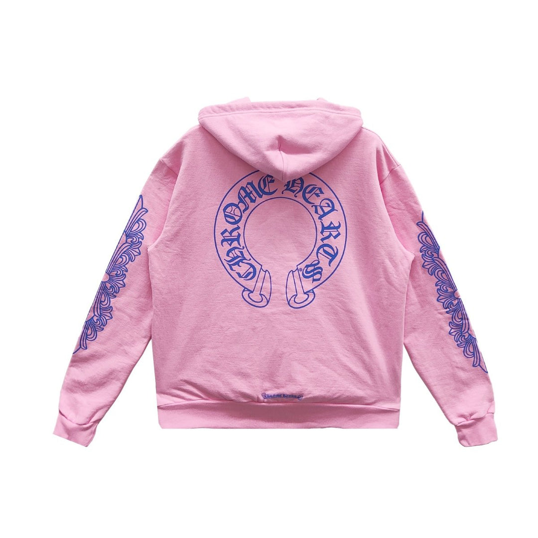 Chrome Hearts Horseshoe Logo Pink Pullover Hoodie - SHENGLI ROAD MARKET