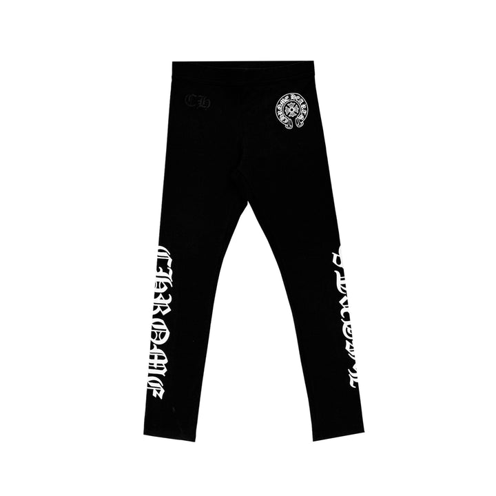 Chrome Hearts Horseshoe Logo Spellout Black Leggings - SHENGLI ROAD MARKET