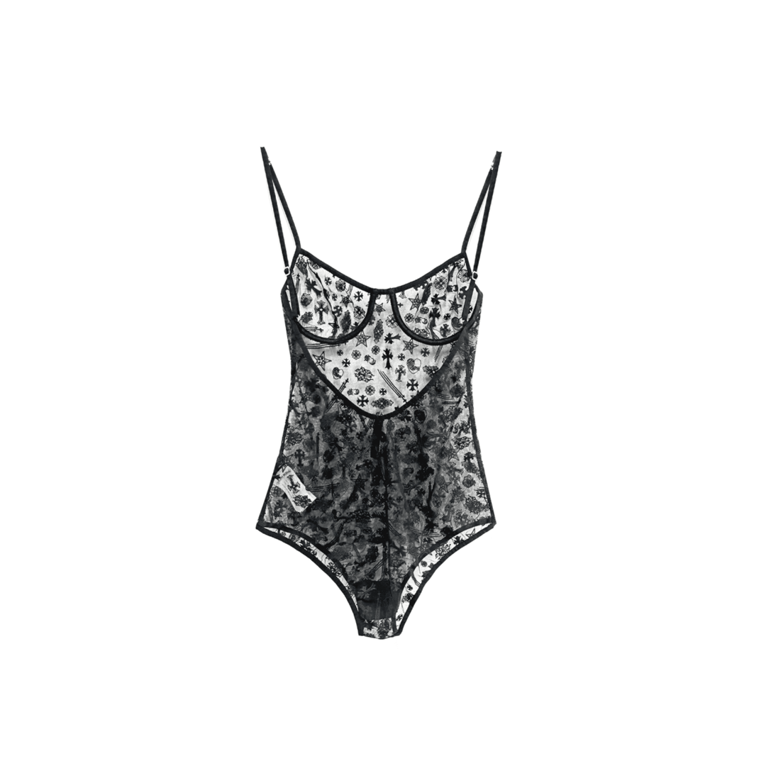 Chrome Hearts Intimates LACE TEDDY Embroidered Underwear Bodysuit - SHENGLI ROAD MARKET