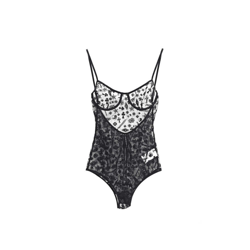Chrome Hearts Intimates LACE TEDDY Embroidered Underwear Bodysuit - SHENGLI ROAD MARKET