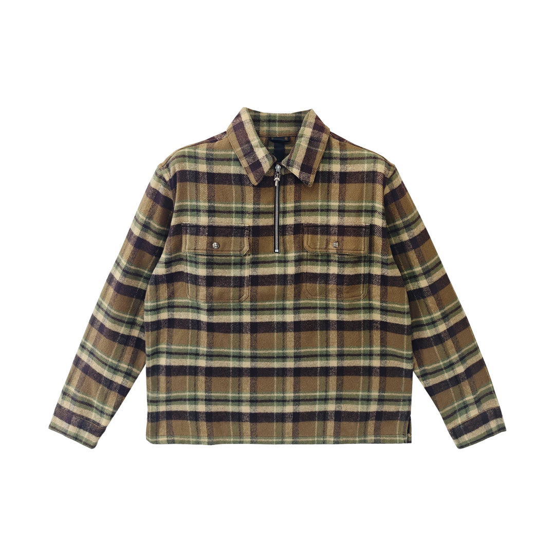 Chrome Hearts Khaki Half Zip Underdog Shirt - SHENGLI ROAD MARKET