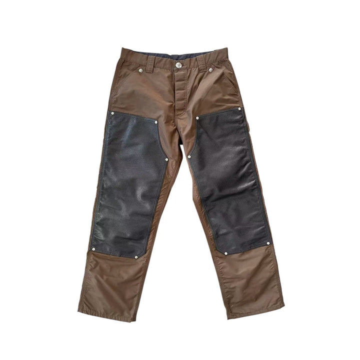 Chrome Hearts Khaki Leather Double Knee Carpenter Pants - SHENGLI ROAD MARKET